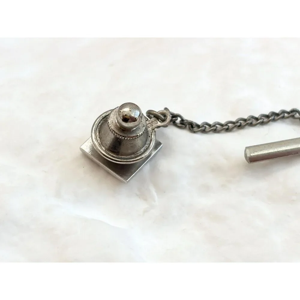 Square Geometric Minimalist Silver Toned Vintage Men's Tie Tack
